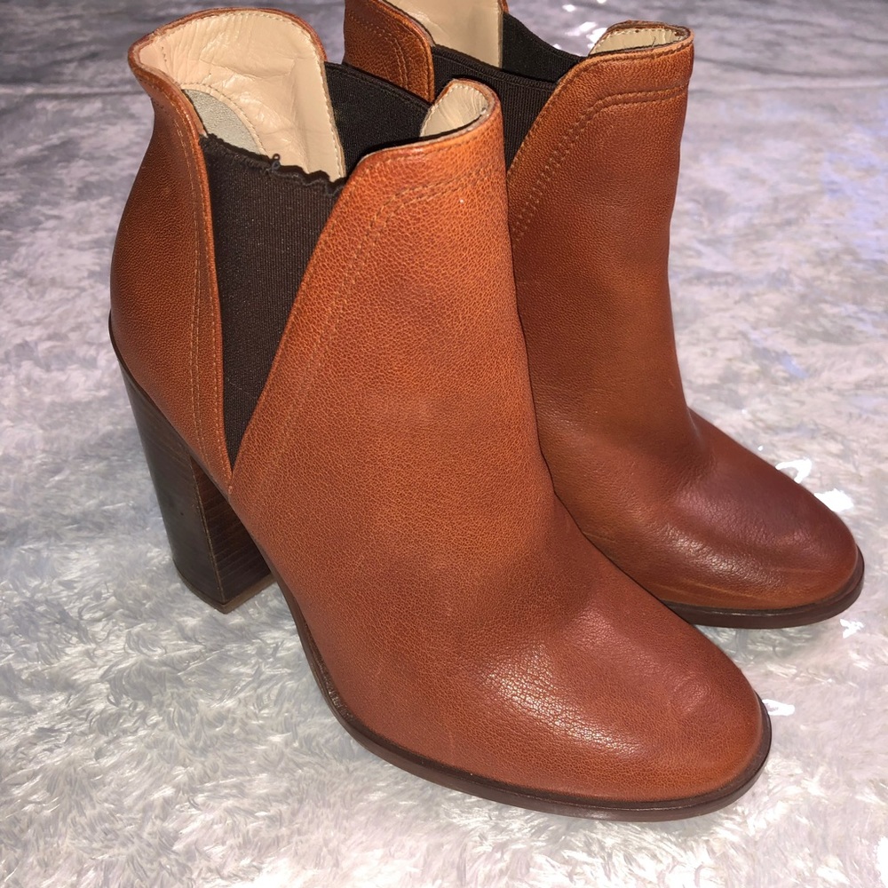 Zara Tan Leather Ankle Booties
